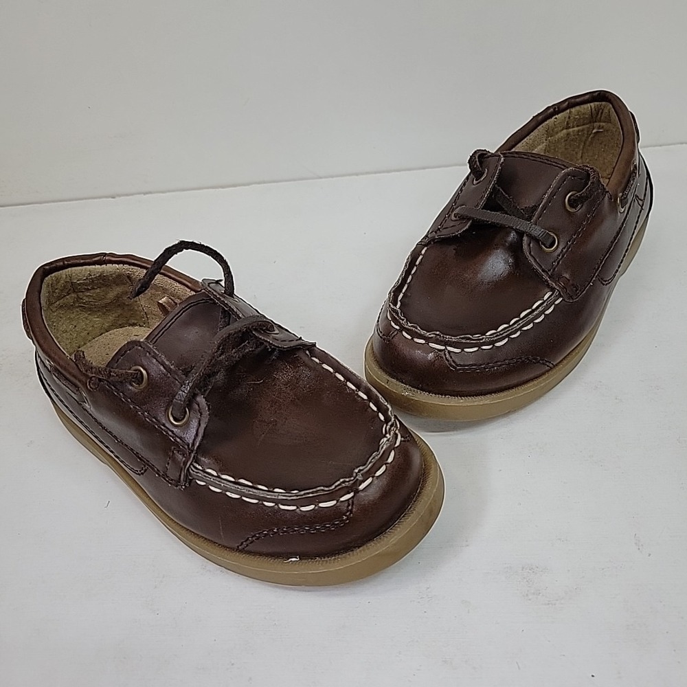 Childrens Place‎ Loafers Boat Shoes Size 9 Durable Brown Comfy Lace-Up Anti Slip